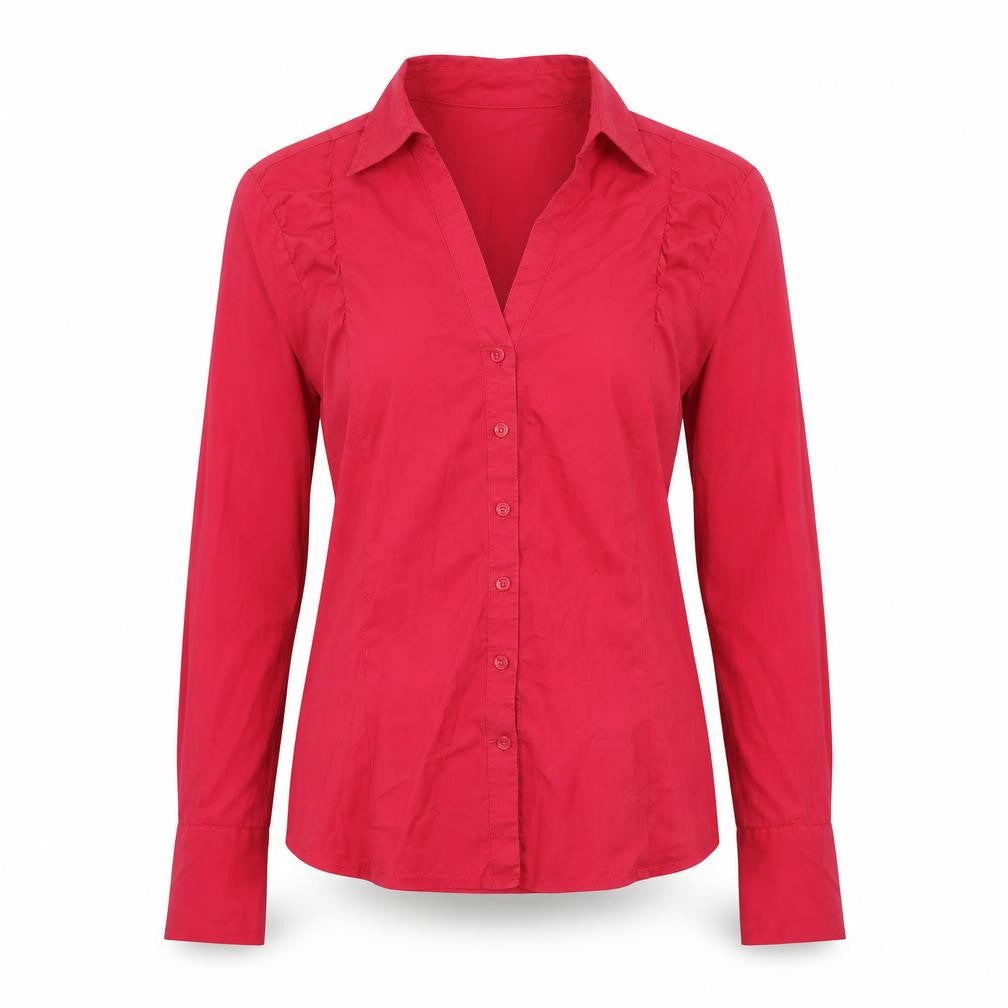 Comma Red Button-Up Shirt for Women, Size 10, Long Sleeve
