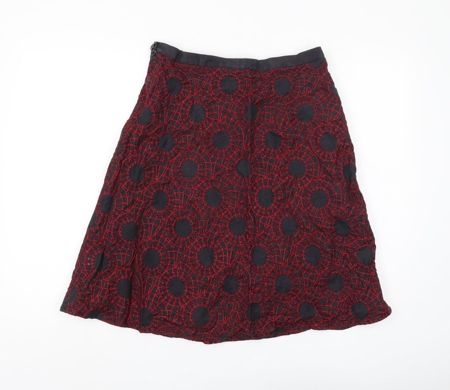French Connection Women's Red & Black A-Line Skirt, Size 10