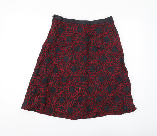 French Connection Women's Red & Black A-Line Skirt, Size 10