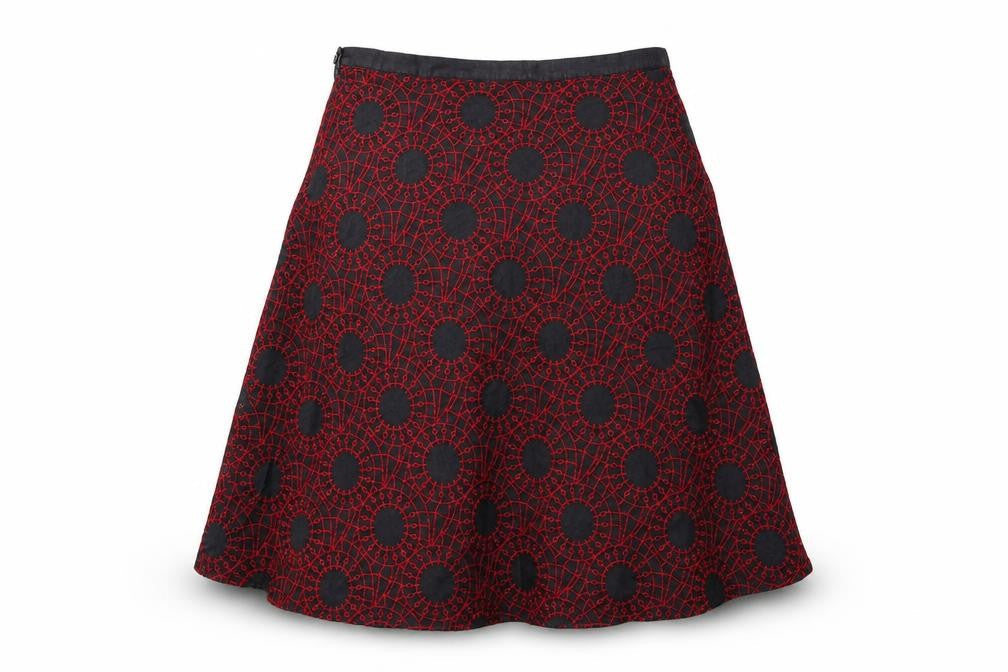 French Connection Women's Red & Black A-Line Skirt, Size 10