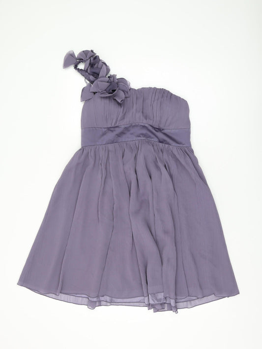 Lipsy Women's Purple A-Line One Shoulder Dress Size 10