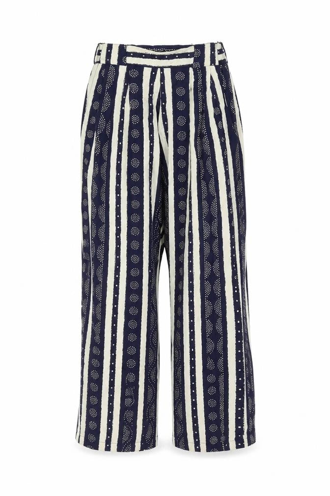 Doobie Women's Blue Striped Wide-Leg Trousers XS