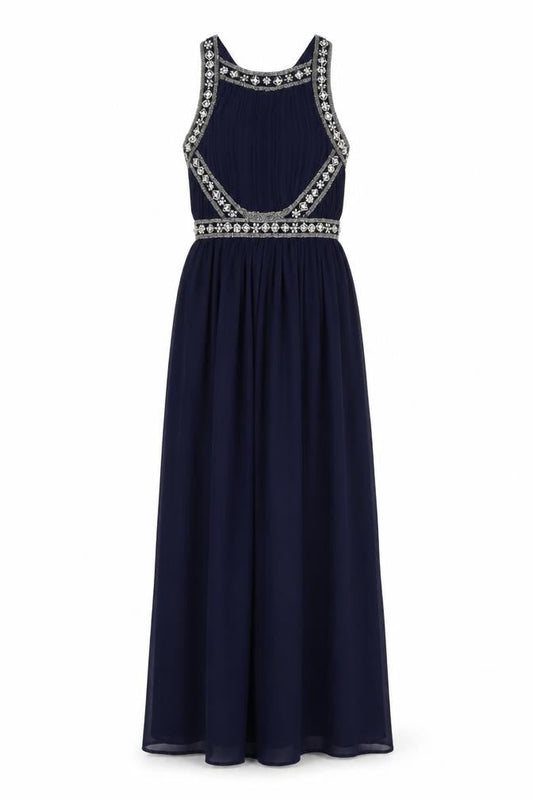 Topshop Women's Blue Beaded Maxi Dress UK 6