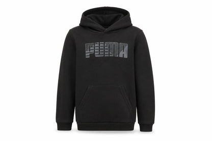 Front view of Puma boys’ black pullover hoodie 7-8 years