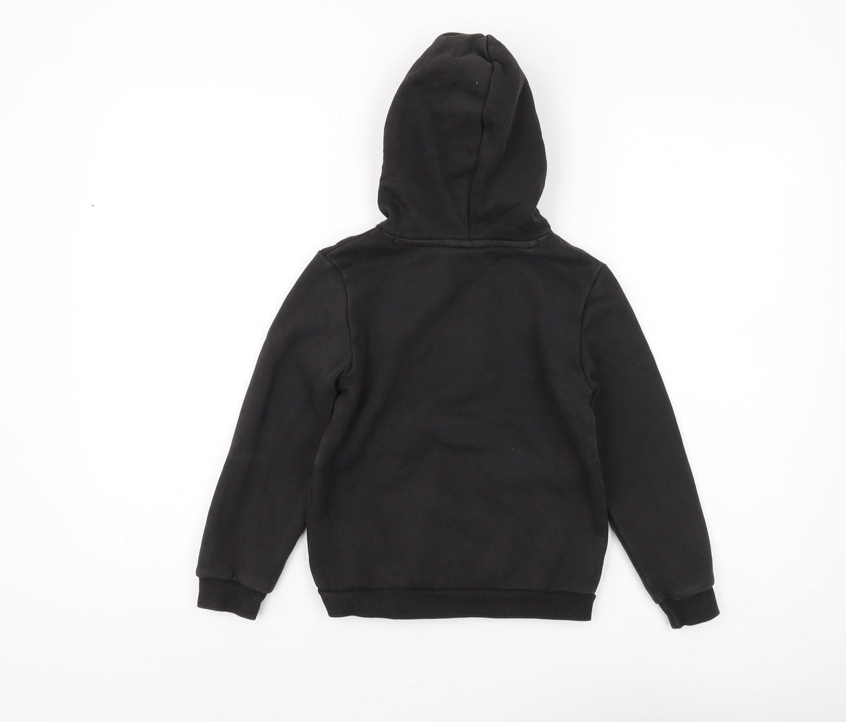 Back view of Puma boys’ black pullover hoodie 7-8 years