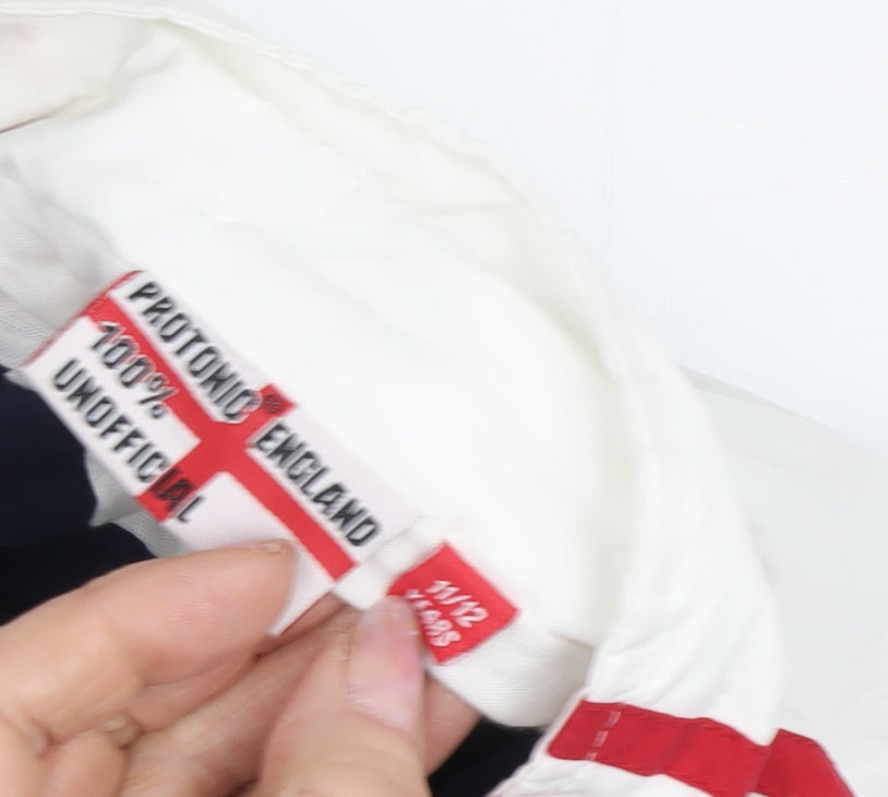 Close-up detail of Protonic boys’ blue white england track jacket 11-12 years