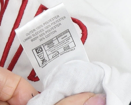 Brand and care label for Protonic boys’ blue white england track jacket 11-12 years