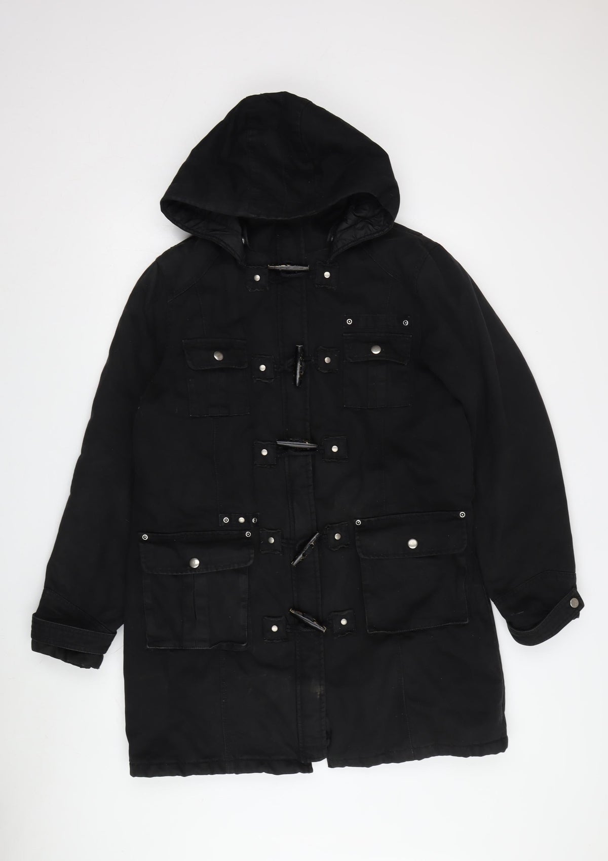 Additional front view of Dorothy Perkins Women's Black Parka Jacket, size 14