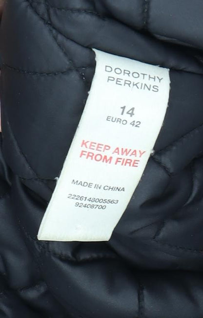Close-up detail of Dorothy Perkins Women's Black Parka Jacket, size 14