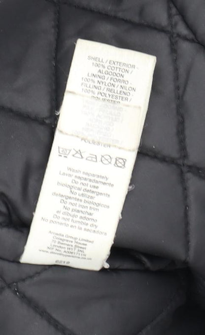 Brand and care label for Dorothy Perkins Women's Black Parka Jacket, size 14
