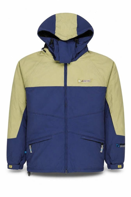 Ride Snowboards Men's Green Blue Hooded Puffer Jacket S