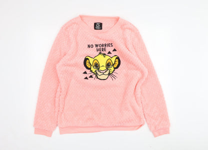 Preloved Disney Women's Pink Pullover Sweatshirt M Simba Graphic - Front