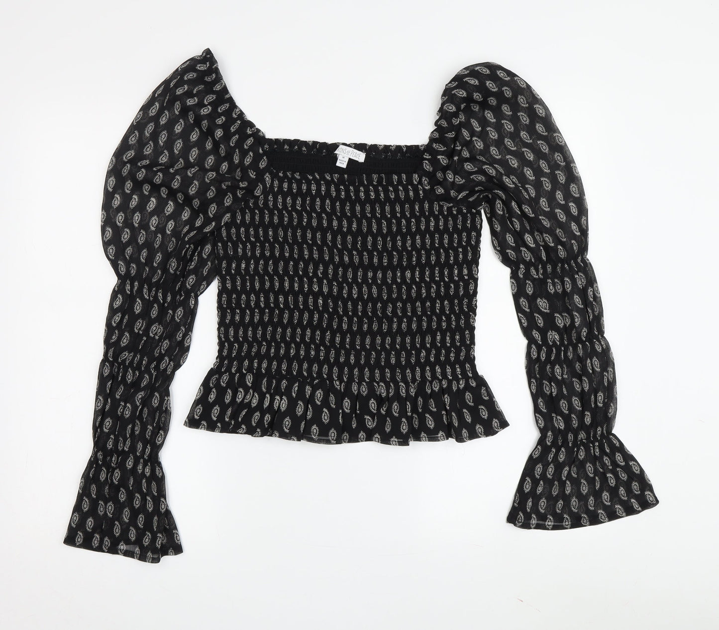 Irons of Peace Women's Black Puff Sleeve Blouse M