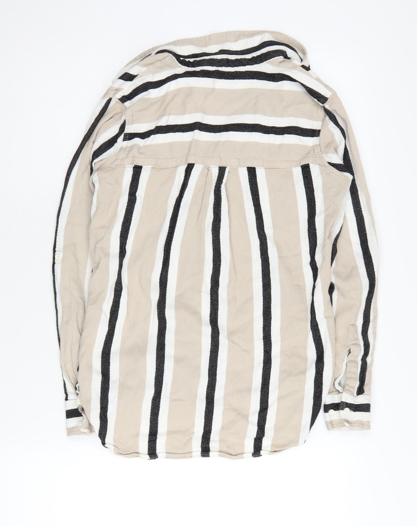 Next Women's Beige Striped Button-Up Shirt, Size 6