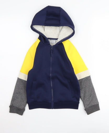 Additional front view of Mountain Warehouse boys’ multicoloured full zip hoodie 5-6 years