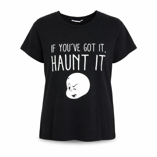 Casper Womens Black T-Shirt L Halloween Cartoon