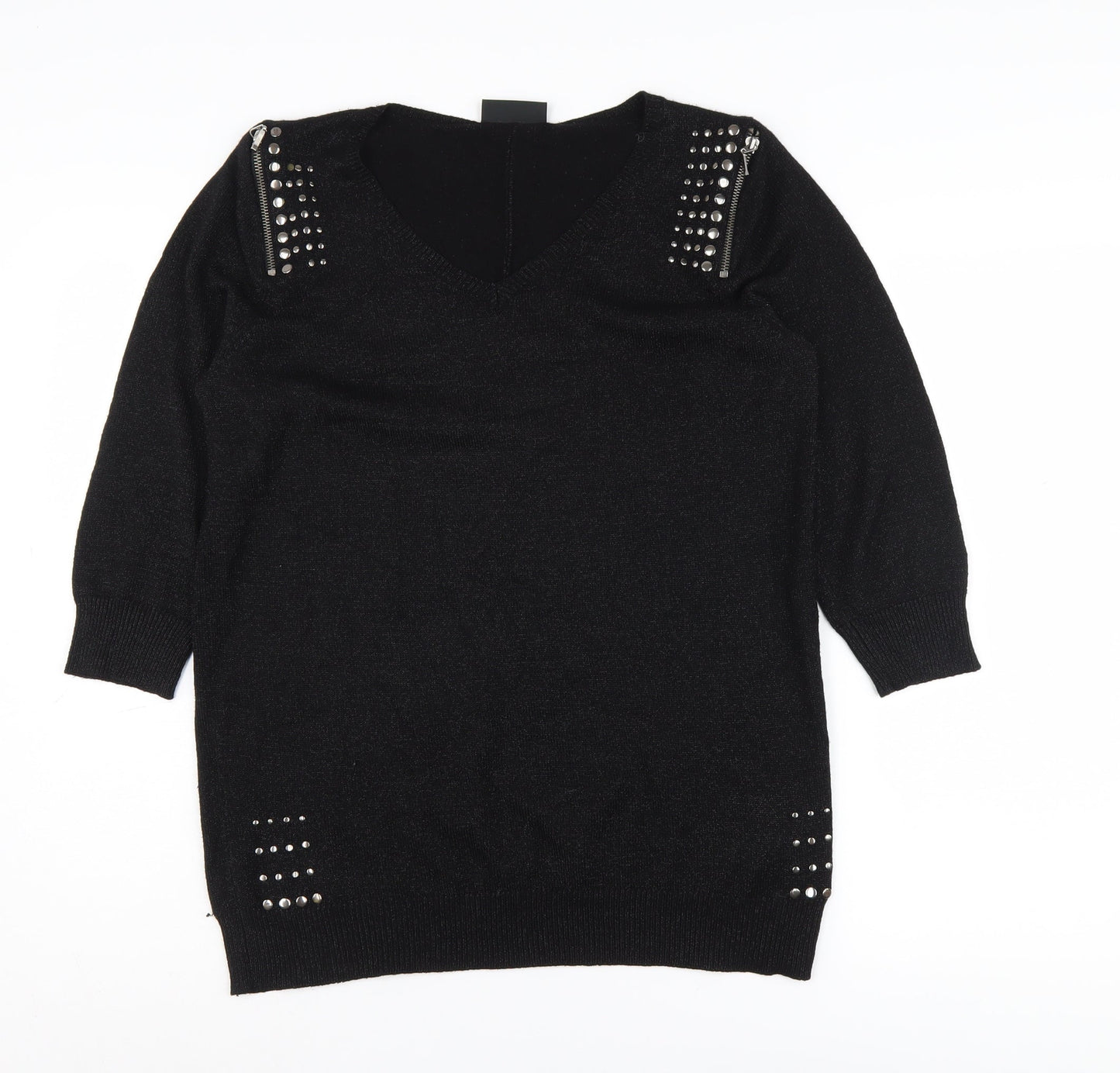 Wallis Women's Black V-Neck Pullover Jumper M