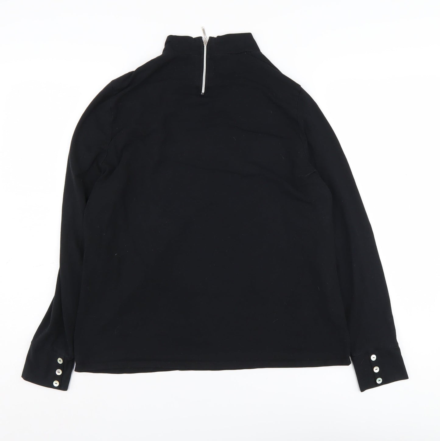 CC Women's Black XL Mock Neck Pullover with Buttons
