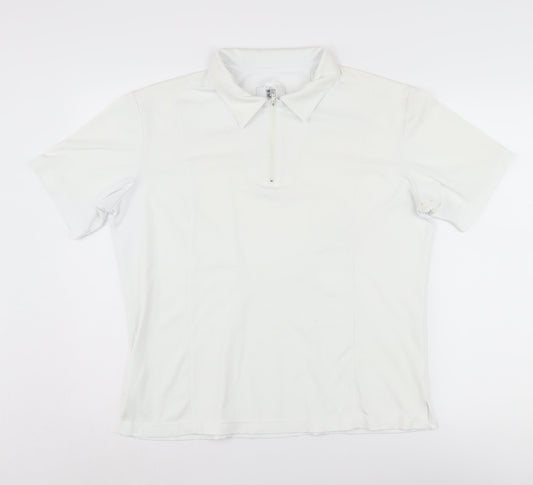 Emsmorn Women's White Polo Top Size 16 Regular Fit