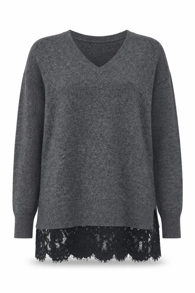 Topshop Women's Grey V-Neck Pullover Jumper, Size 8