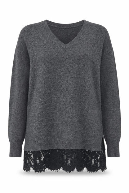 Topshop Women's Grey V-Neck Pullover Jumper, Size 8