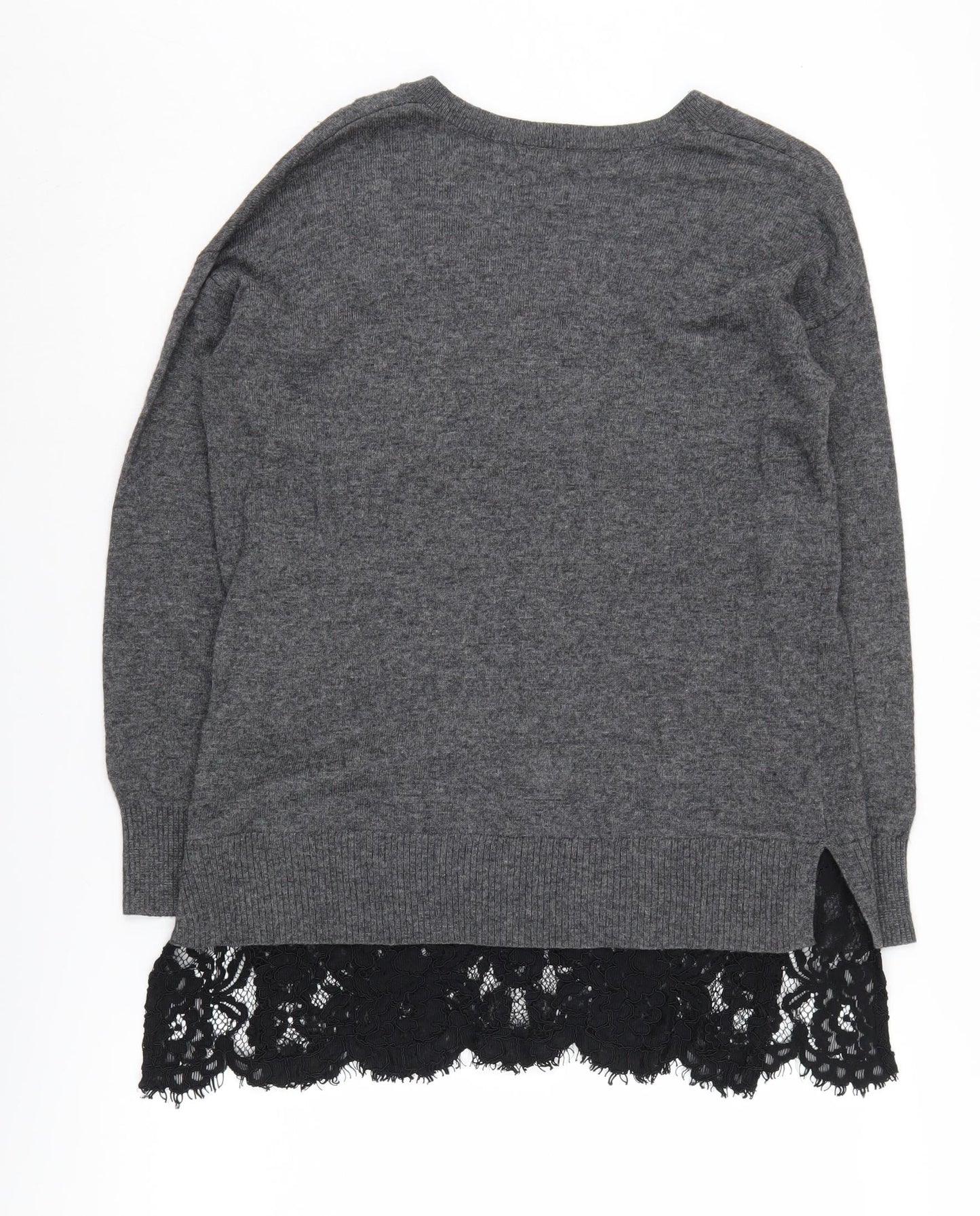 Topshop Women's Grey V-Neck Pullover Jumper, Size 8