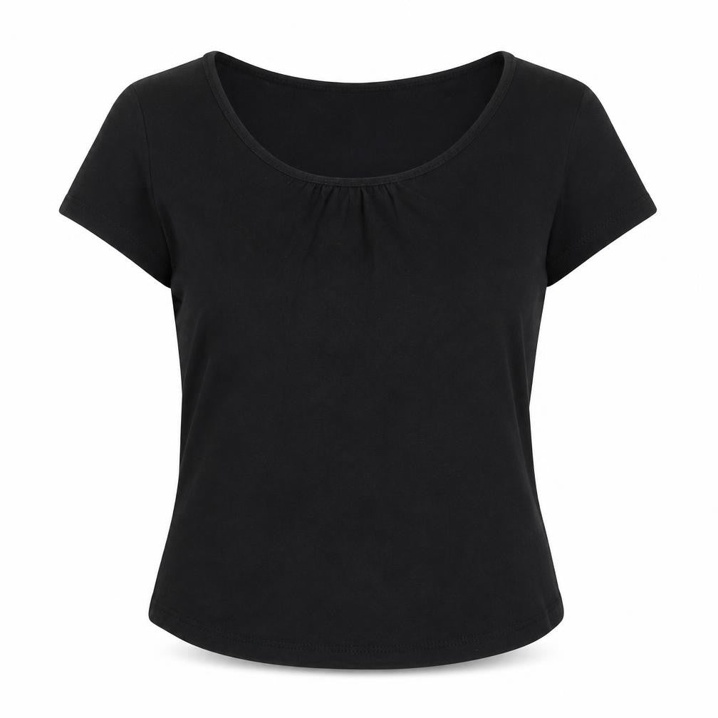 Ditto Women's Black Cotton Scoop Neck T-Shirt UK 12