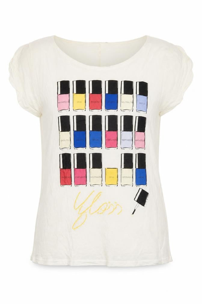 Sisley Ivory Womens M Art Graphic T-Shirt