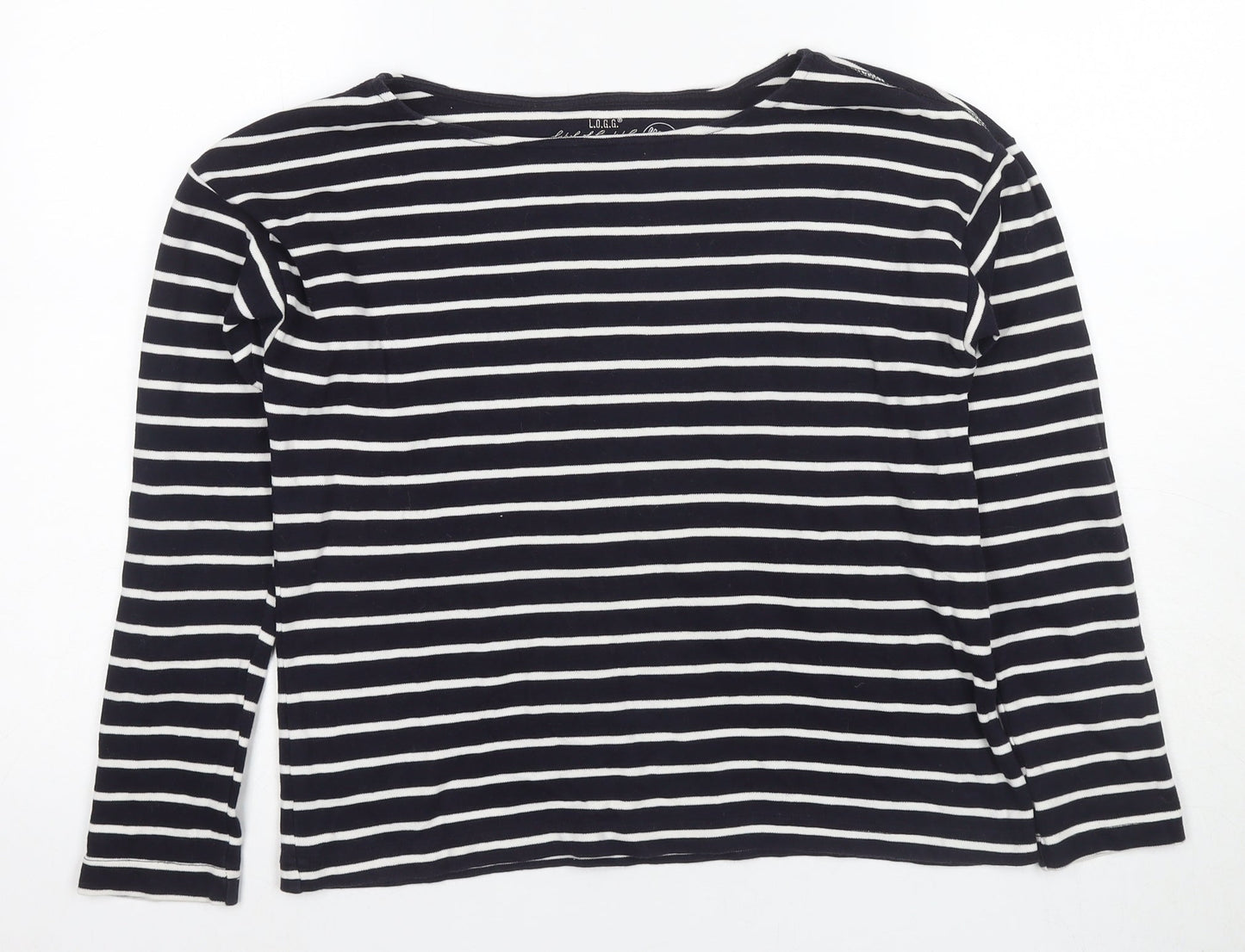 H&M Women’s Black Striped Boat Neck Long Sleeve Top