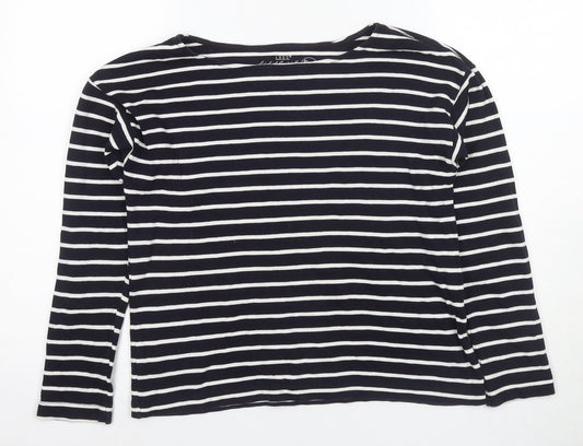 H&M Women’s Black Striped Boat Neck Long Sleeve Top