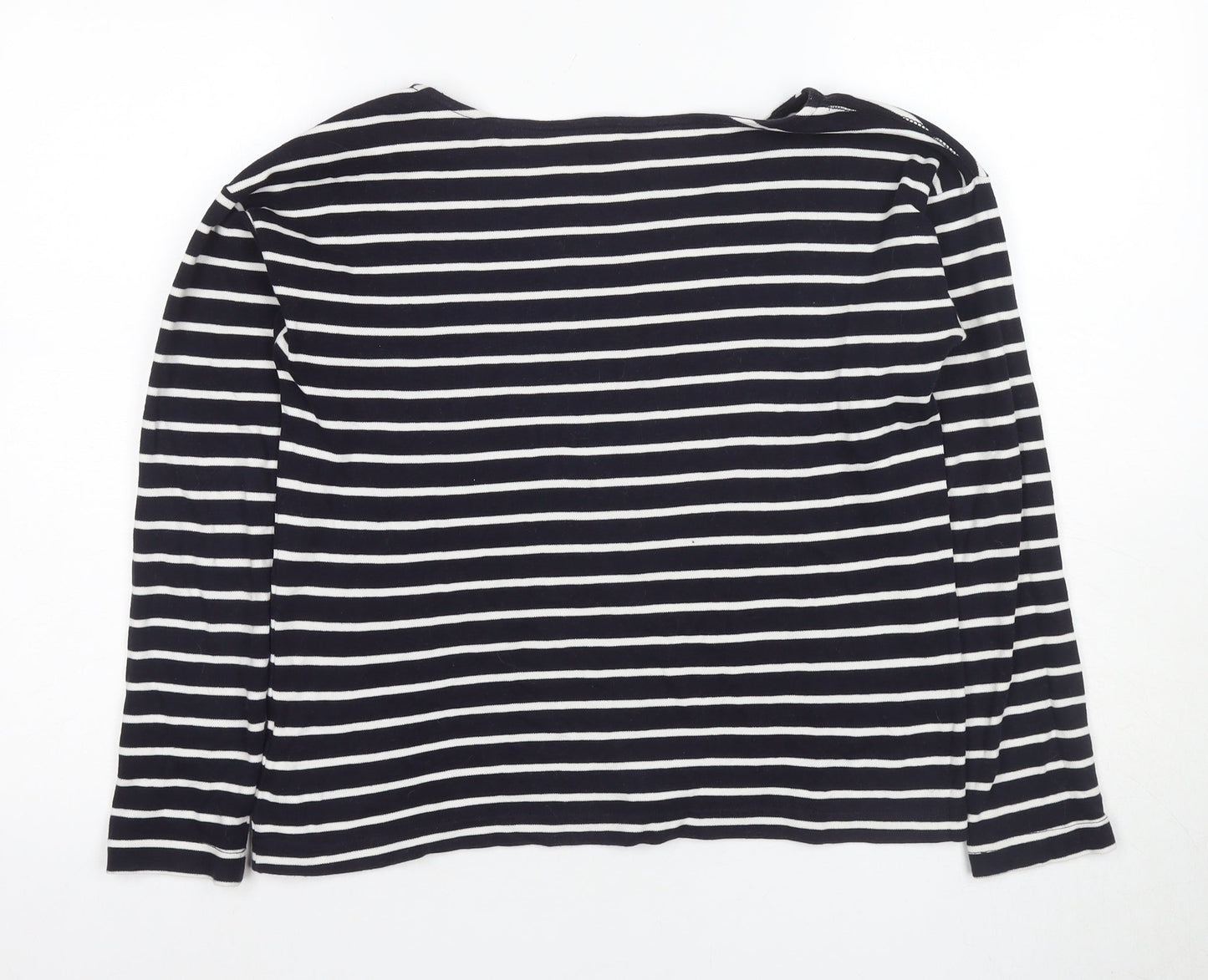 H&M Women’s Black Striped Boat Neck Long Sleeve Top