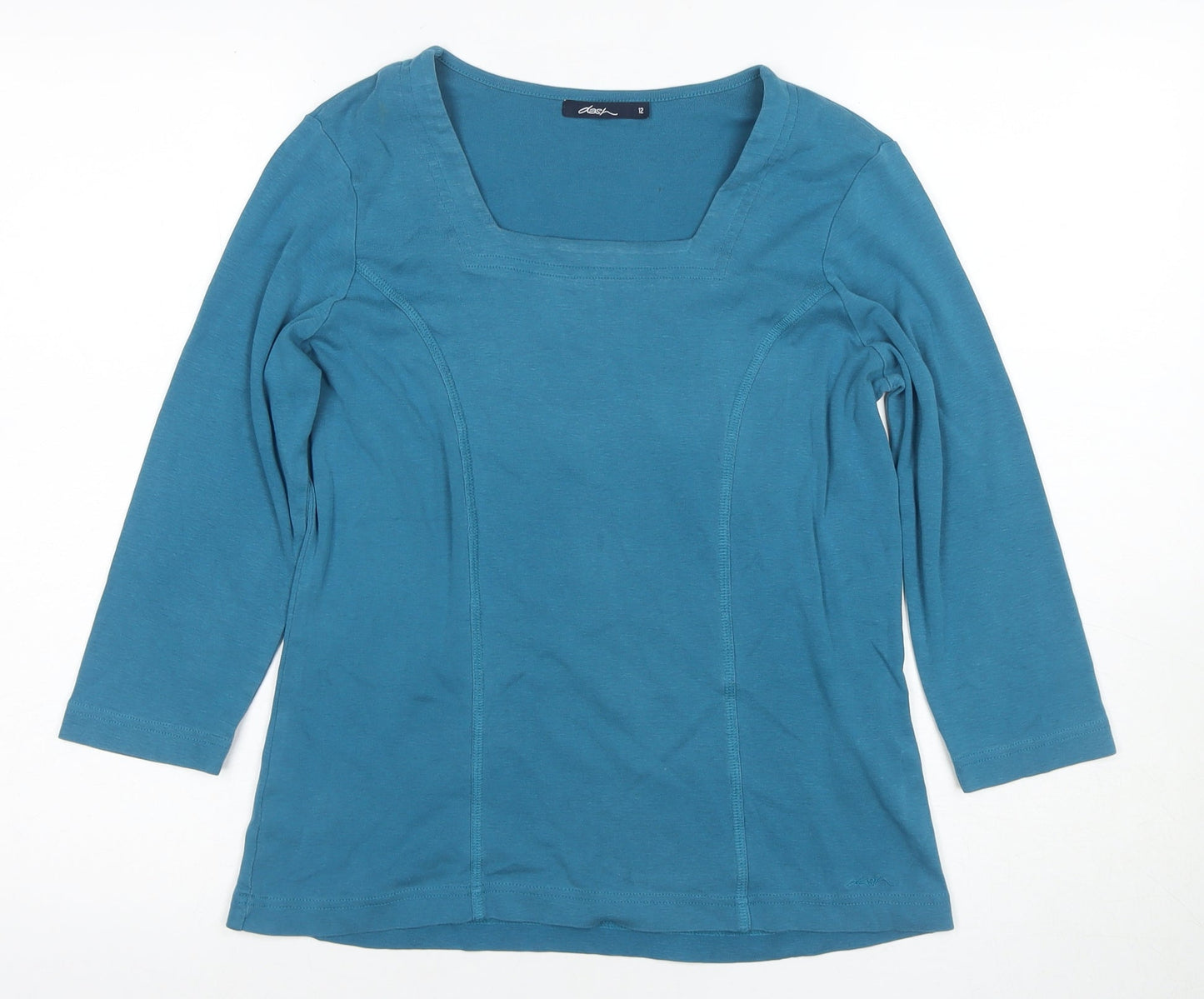 Oasis Women's Blue 3/4 Sleeve Square Neck Blouse