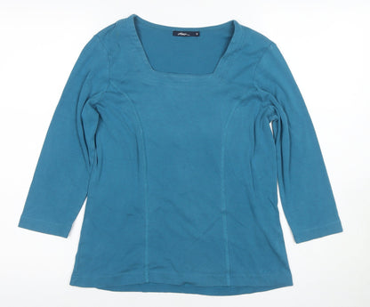 Oasis Women's Blue 3/4 Sleeve Square Neck Blouse
