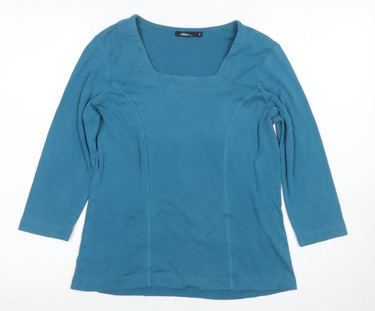 Oasis Women's Blue 3/4 Sleeve Square Neck Blouse