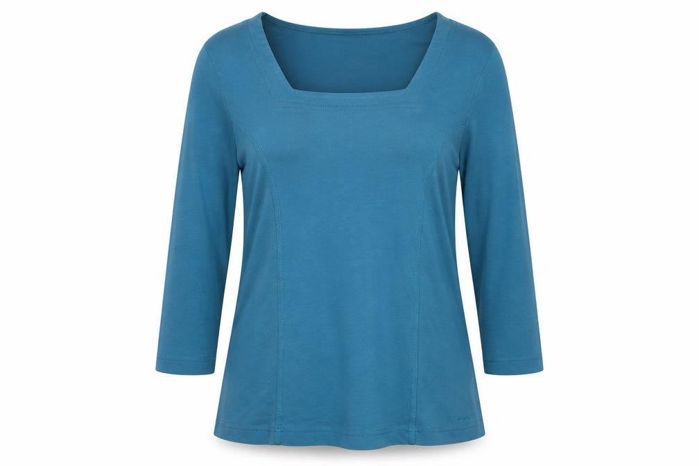 Oasis Women's Blue 3/4 Sleeve Square Neck Blouse