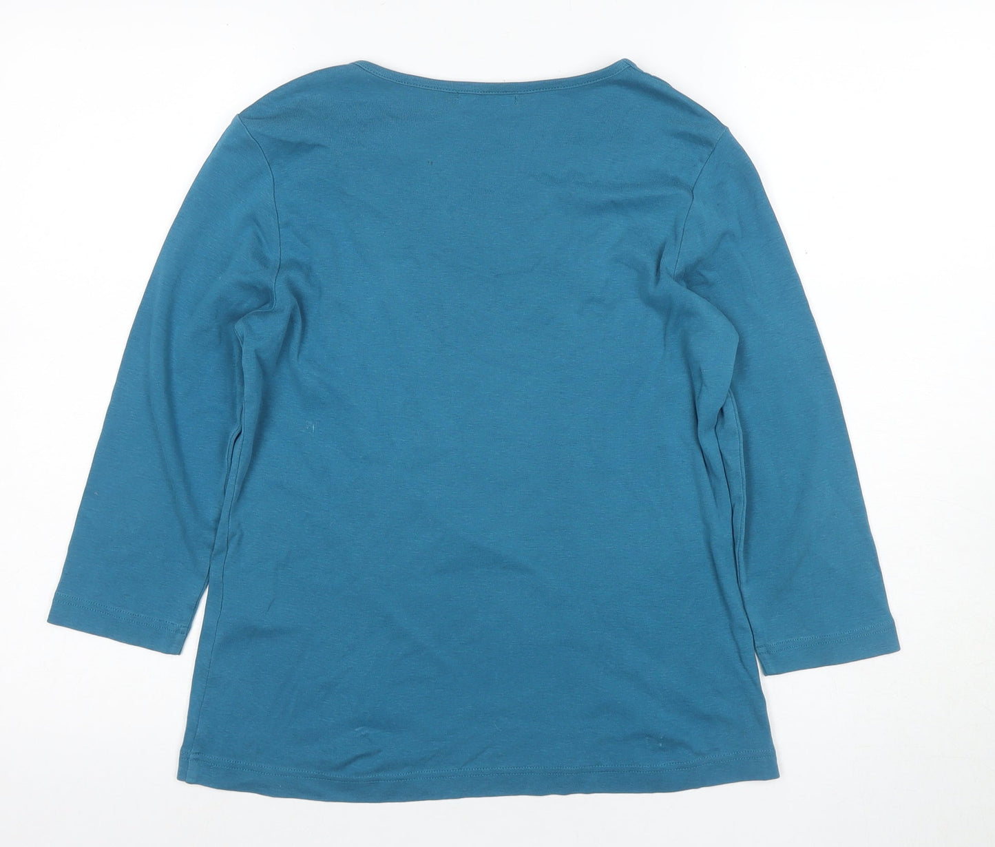 Oasis Women's Blue 3/4 Sleeve Square Neck Blouse