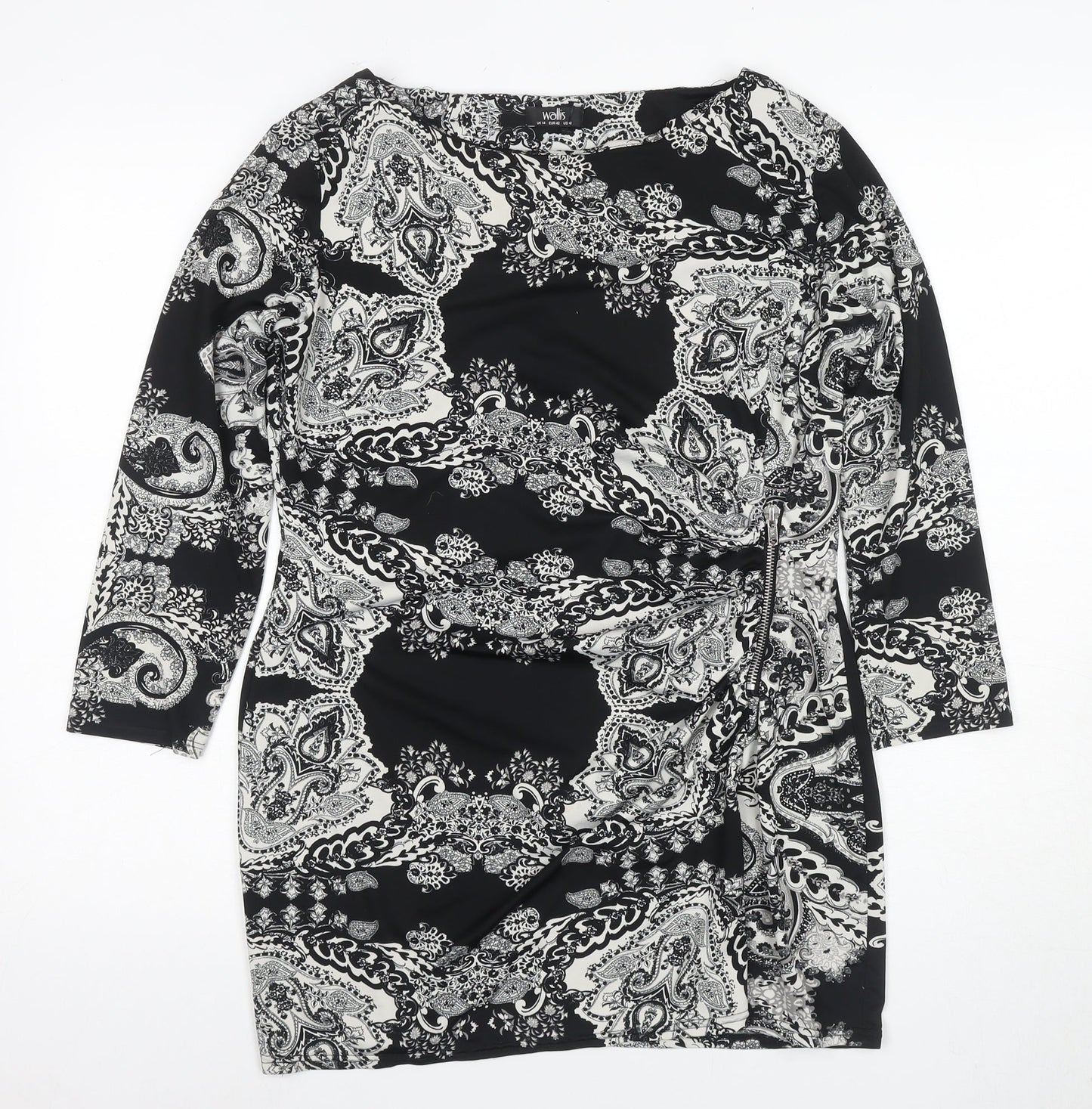 Wallis Women's Black Paisley Tunic, Size 14