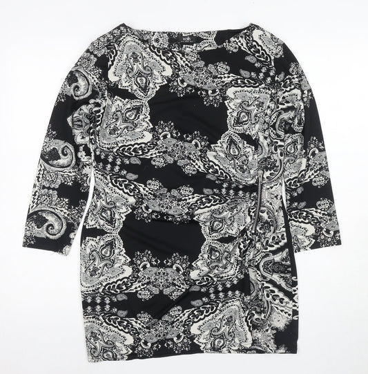 Wallis Women's Black Paisley Tunic, Size 14