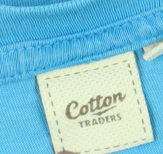 Cotton Traders Men's Blue T-Shirt, Crew Neck, Size L