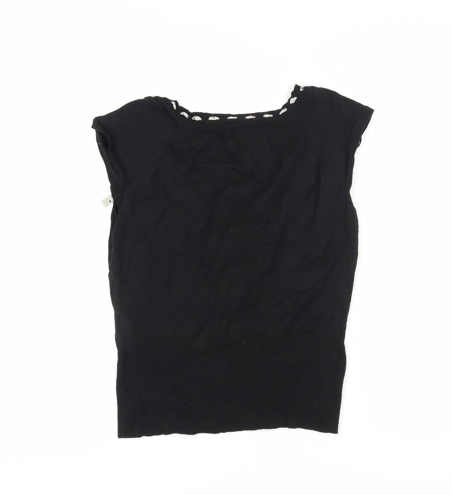 Next Women's Black Tank With Buckle Accents, Size 16
