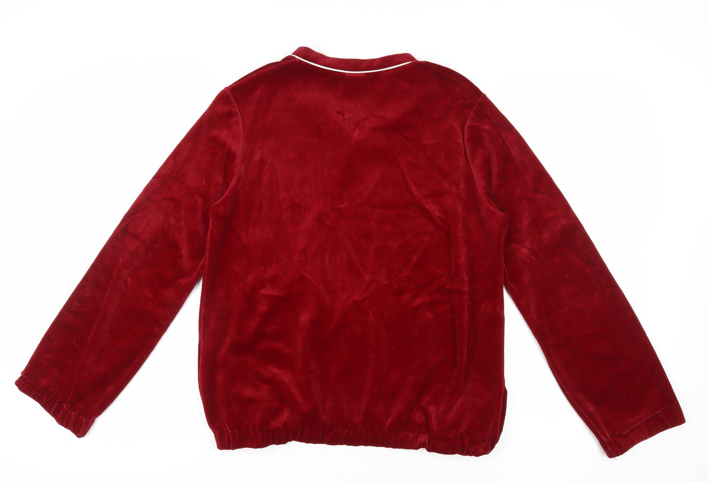BHS Red Velour Women's Pullover Sweatshirt - Size M, V-Neck