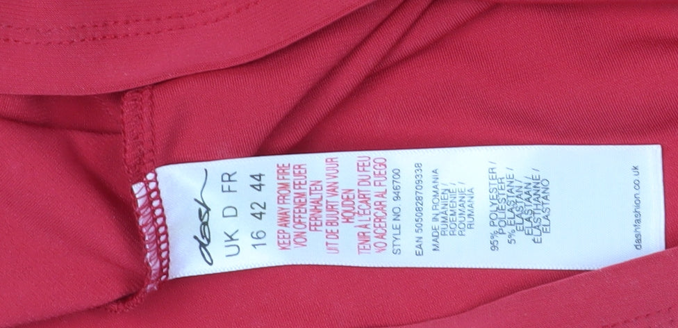 Dash Women’s Red Wrap Dress Size 16 Short Sleeve