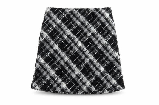 Marks & Spencer Women's Black A-Line Check Skirt Size 10