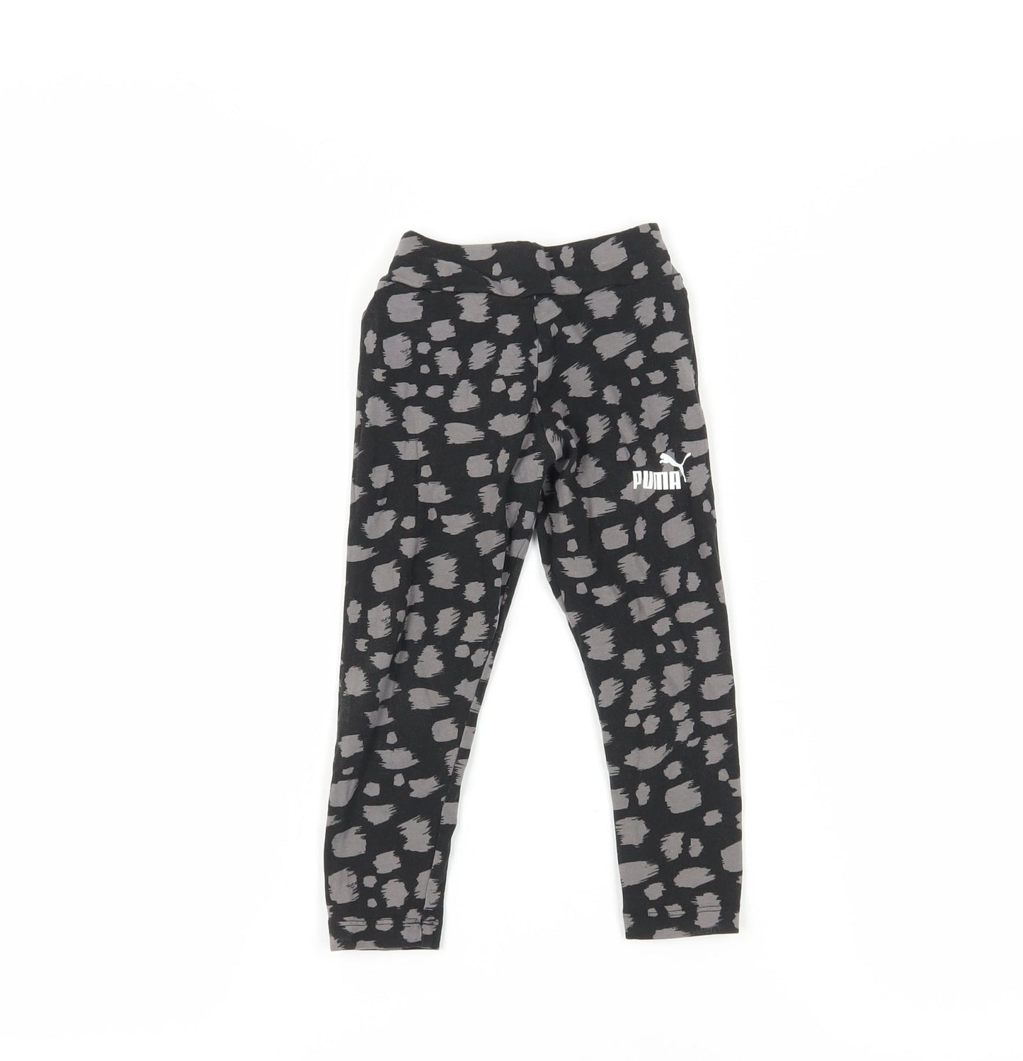 Puma Girls Black Animal Print Ankle Leggings Size 4 Years