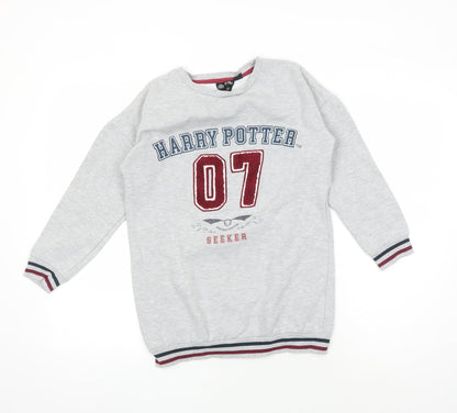 Front view of Wizarding World boys’ grey harry potter seeker sweatshirt 12-13 yrs