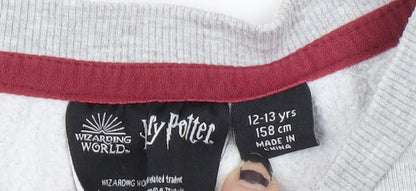 Close-up detail of Wizarding World boys’ grey harry potter seeker sweatshirt 12-13 yrs
