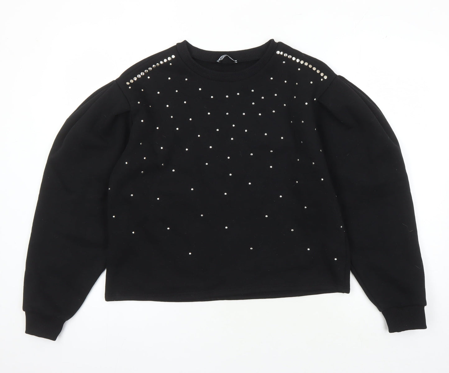 Zara Women's Black Studded Pullover Sweatshirt Size 8