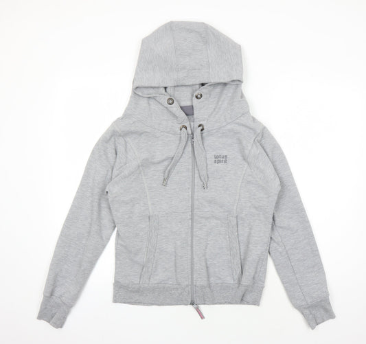 Lotus Spirit Women's Grey Hoodie, M, Full Zip, All Seasons