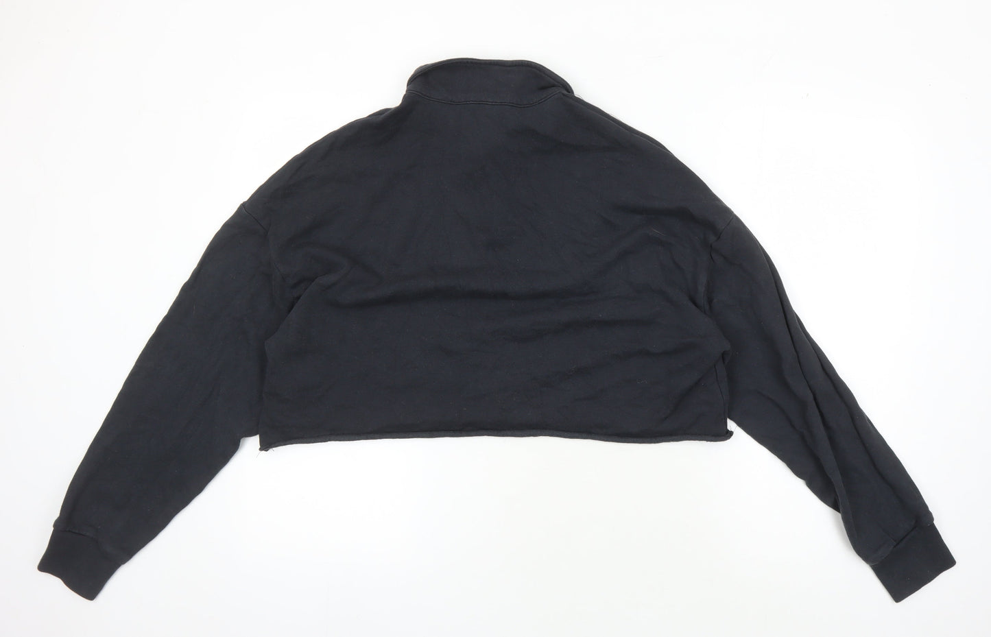 Topshop Women's Black Cropped Polo, Size M, Casual Style