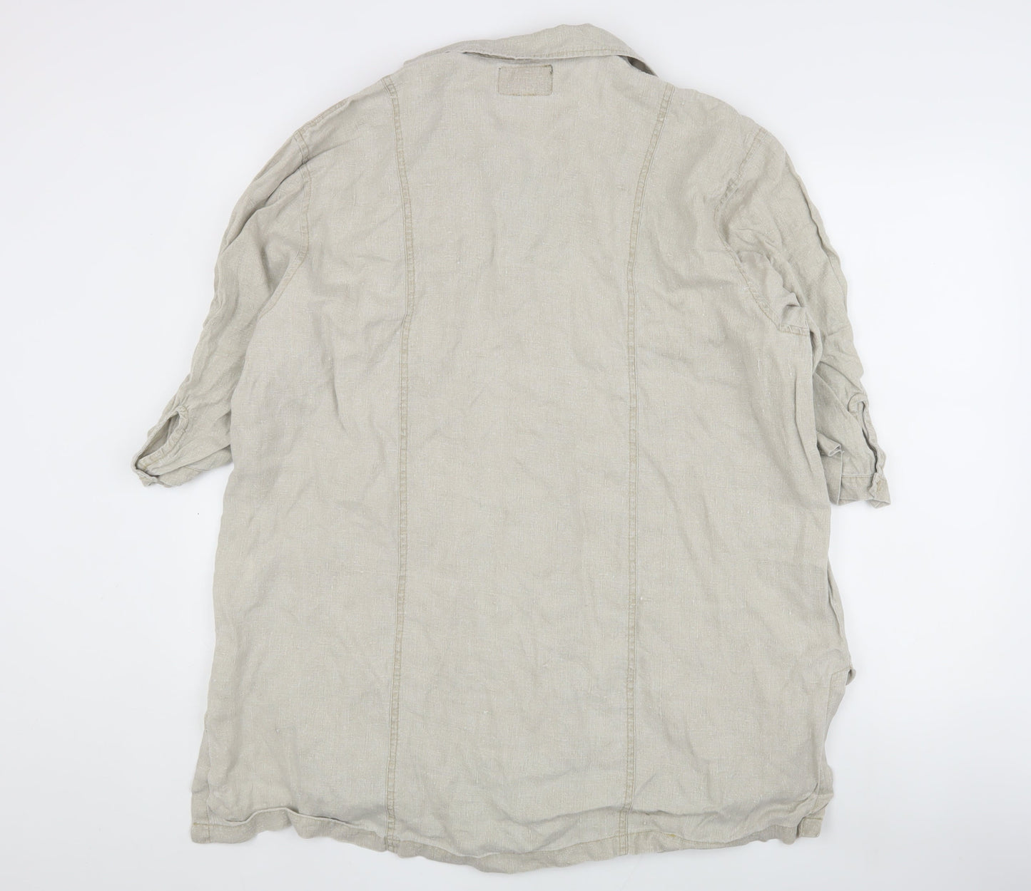 Sempre Piu Beige Linen Button-Up Women's Size 18
